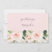 Blush Pink & Gold Floral Baby shower Hartelijk dan Bedankkaart (Achterkant)