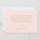 Blush Pink Gold Floral Baby shower Hartelijk dank Bedankkaart (Achterkant)