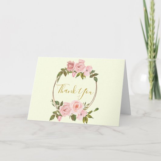 Blush Pink Gold Floral bedankje Bedankkaart (Voorkant)