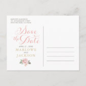 Blush Pink Gold Floral Boho Photo Save the Date Aankondigingskaart (Achterkant)
