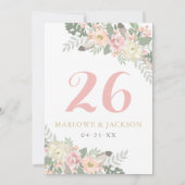 Blush Pink Gold Floral Boho Wedding Table Number Kaart (Achterkant)