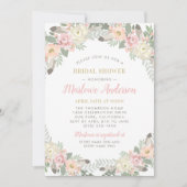 Blush Pink Gold Floral Boho Wedding Vrijgezellenfe Kaart (Voorkant)