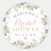 Blush Pink Gold Floral Boho Wedding Vrijgezellenfe Ronde Sticker (Voorkant)
