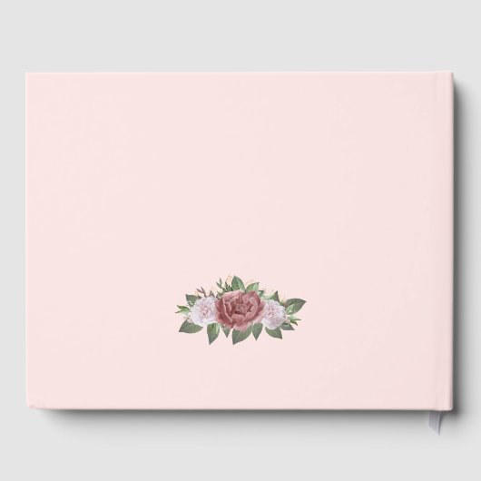 Blush Pink Gold Floral bruiloft gastenboek (Achterkant)