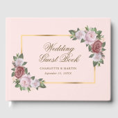 Blush Pink Gold Floral bruiloft gastenboek (Voorkant)