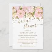 Blush Pink Gold Floral Confetti Vrijgezellenfeest Kaart (Voorkant)