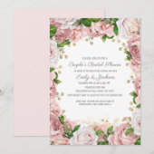 Blush Pink Gold Floral Couple's Vrijgezellenfeest Kaart (Voorkant / Achterkant)