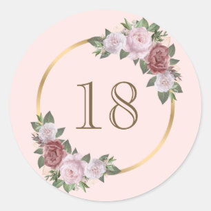 Blush Pink Gold Floral Custom Nummer Sticker