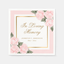 Blush Pink Gold Floral Funeral Memorial Servet