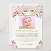 Blush Pink Gold Floral Godparent-conceptkaart Kaart (Voorkant)