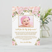 Blush Pink Gold Floral Godparent-conceptkaart Kaart (Staand voorkant)