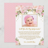 Blush Pink Gold Floral Godparent-conceptkaart Kaart (Voorkant / Achterkant)