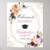 Blush Pink Gold Floral Gradual Party Welkom Poster (Voorkant)