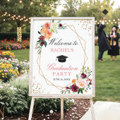 Blush Pink Gold Floral Gradual Party Welkom Poster