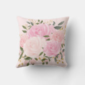  Blush Pink Gold Floral Greenery Baby Girl Kussen (Achterkant)