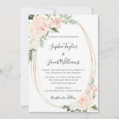 Blush Pink Gold Floral Greenery Wedding Kaart (Voorkant)