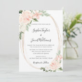Blush Pink Gold Floral Greenery Wedding Kaart (Staand voorkant)