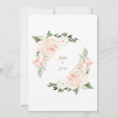 Blush Pink Gold Floral Greenery Wedding Kaart (Achterkant)