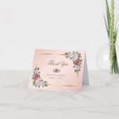 Blush Pink Gold Floral Hartelijk dank Bedankkaart (Voorkant)