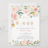 Blush Pink Gold Floral Het is een meisje Baby show Kaart (Voorkant)
