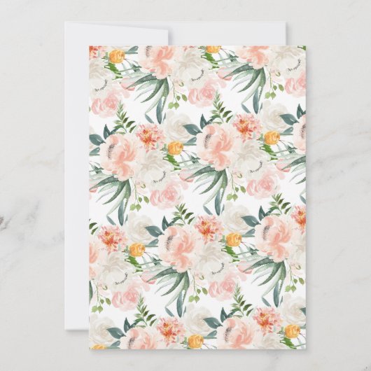 Blush Pink Gold Floral Het is een meisje Baby show Kaart (Achterkant)