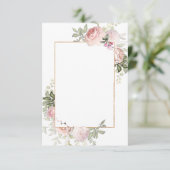 Blush Pink Gold Floral Lijst 3x5 Note Kaart (Staand voorkant)