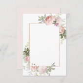 Blush Pink Gold Floral Lijst 3x5 Note Kaart (Voorkant / Achterkant)