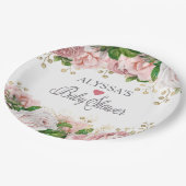 Blush Pink Gold Floral Little Girl Baby shower Papieren Bordje (Gekanteld)