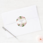 Blush Pink Gold Floral Little Girl Baby shower Ronde Sticker (Envelop)