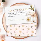 Blush Pink Gold Floral Luier Raffle Baby shower Informatiekaartje