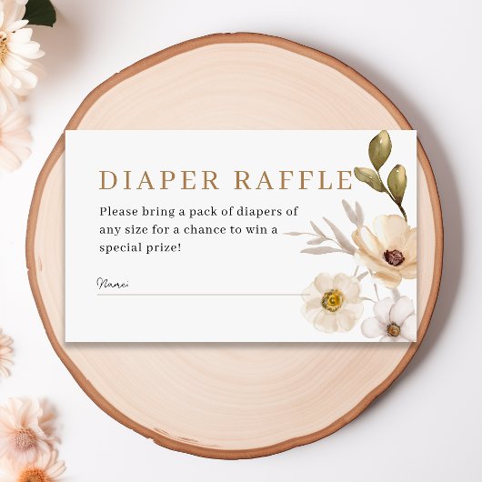 Blush Pink Gold Floral Luier Raffle Baby shower Informatiekaartje
