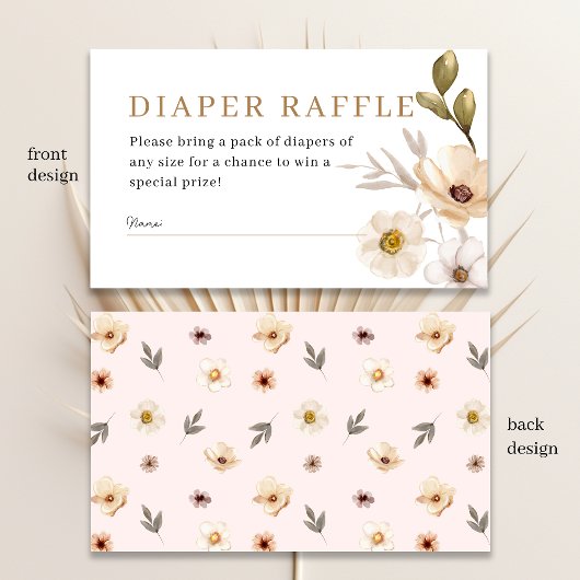 Blush Pink Gold Floral Luier Raffle Baby shower Informatiekaartje