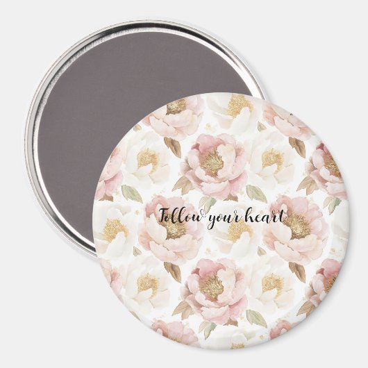 Blush Pink Gold Floral Magneet (Voorkant / Achterkant)