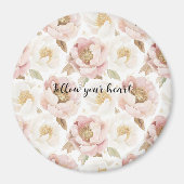 Blush Pink Gold Floral Magneet (Voorkant)