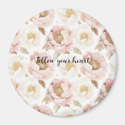 Blush Pink Gold Floral Magneet (Voorkant)