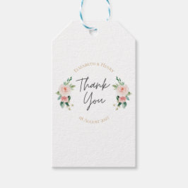 Blush pink gold floral peony thank you wedding  cadeaulabel