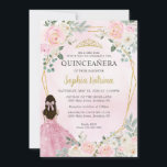 Blush Pink Gold Floral Princess Tiara Quinceañera Kaart<br><div class="desc">Blush Pink Gold Floral Princess Tiara Quinceañera Uitnodiging</div>
