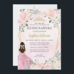 Blush Pink Gold Floral Princess Tiara Quinceañera Kaart<br><div class="desc">Blush Pink Gold Floral Princess Tiara Quinceañera Uitnodiging</div>