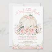 Blush Pink Gold Floral Pumpkin Girl Baby shower Kaart (Voorkant)