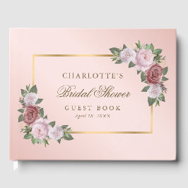 Blush Pink Gold Floral Vrijgezellenfeest gastenboe Gastenboek