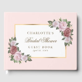 Blush Pink Gold Floral Vrijgezellenfeest gastenboe Gastenboek