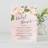 Blush Pink Gold Floral Vrijgezellenfeest Kaart (Staand voorkant)