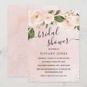 Blush Pink Gold Floral Vrijgezellenfeest Kaart (Voorkant / Achterkant)