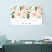 Blush Pink Gold Floral Vrijgezellenfeest Spandoek (Beurs)