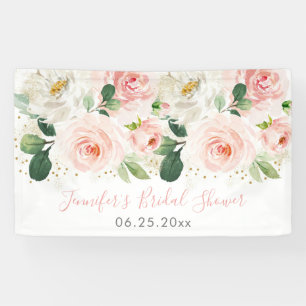 Blush Pink Gold Floral Vrijgezellenfeest Spandoek