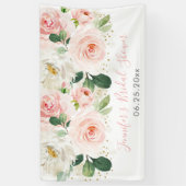 Blush Pink Gold Floral Vrijgezellenfeest Spandoek (Verticaal)