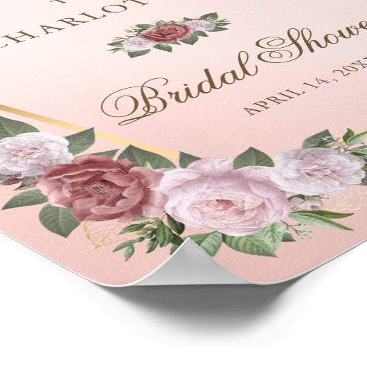 Blush Pink Gold Floral Vrijgezellenfeest Welkomstt Poster (Hoek)