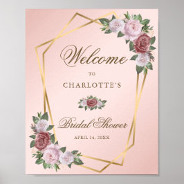 Blush Pink Gold Floral Vrijgezellenfeest Welkomstt Poster