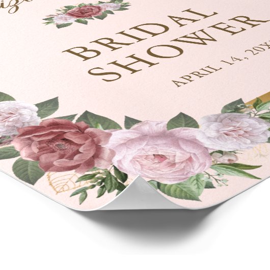Blush Pink Gold Floral Vrijgezellenfeest Welkomstt Poster (Hoek)