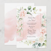 Blush Pink Gold Floral Waterverf Rozen Weddenschap Kaart (Voorkant / Achterkant)